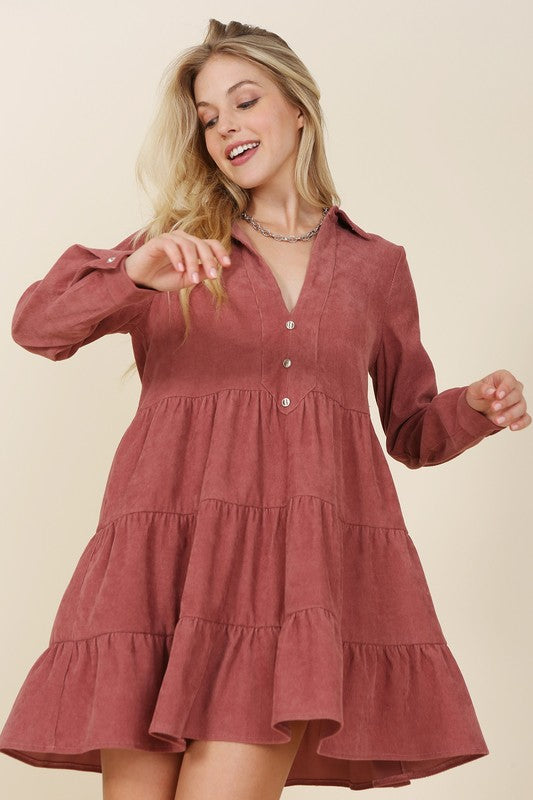 Pauline Corduroy Tiered Dress