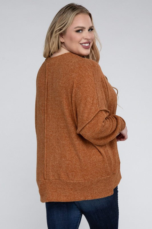 Lealla Brushed Melange Drop Shoulder Sweater