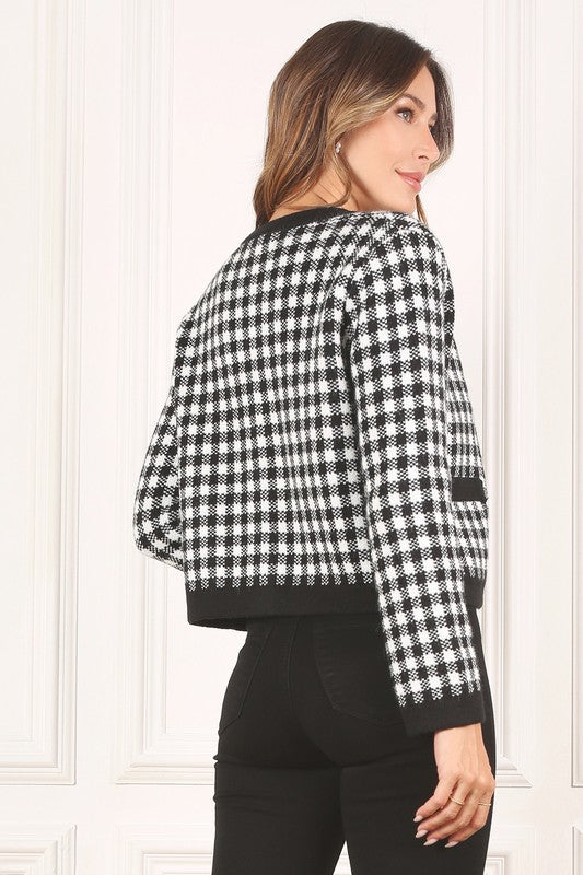 Sabine Black Check Knitted Jacket