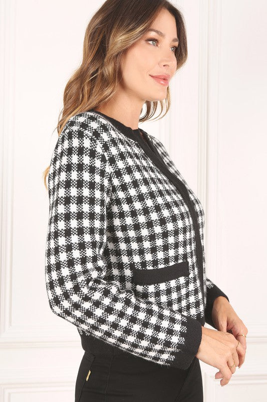 Sabine Black Check Knitted Jacket