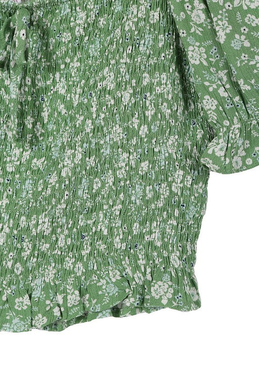 Monica Smocked Top in Green