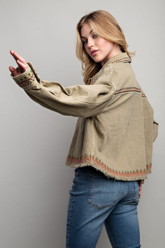 Dylan Embroidered Wash Cotton Jacket