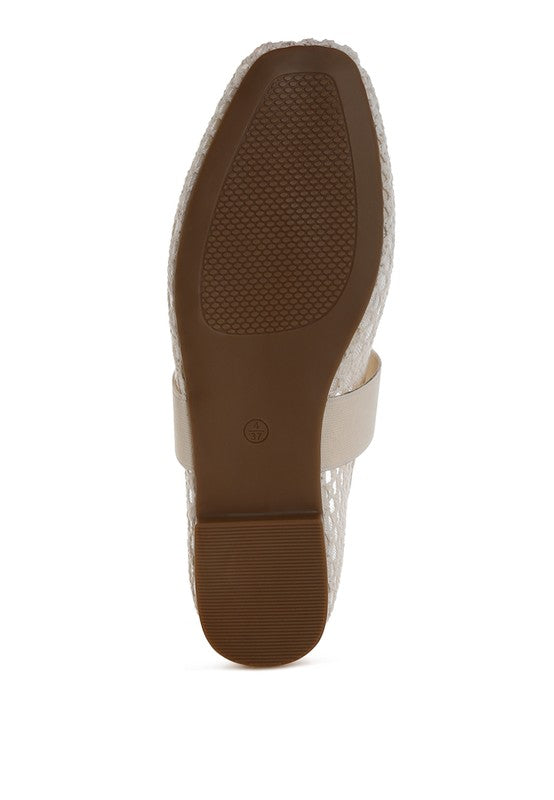 Bottom sole view of Beige Nayela Flats highlighting durable TP rubber outsole.
