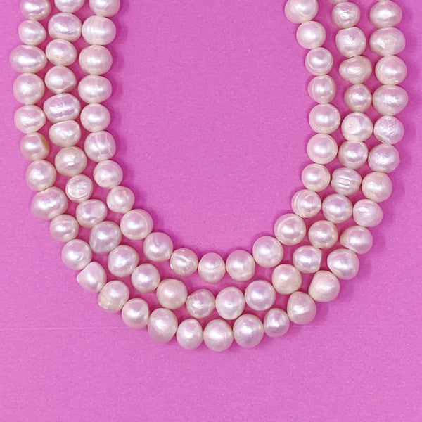 Malala Three Strands Freshwater Pearl Necklace