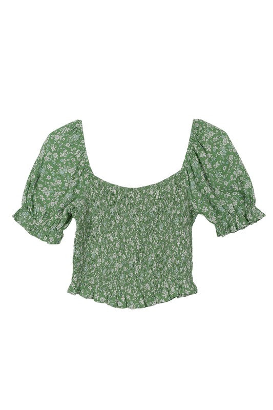 Monica Smocked Top in Green