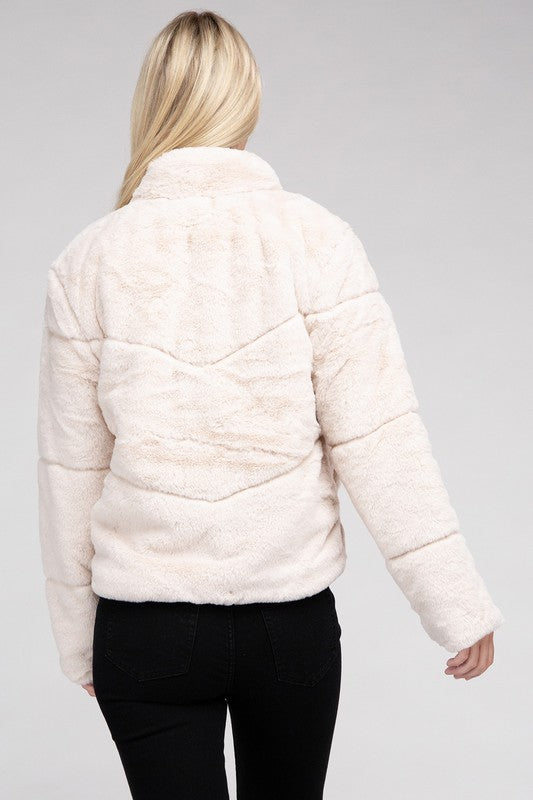 Tanvi Fluffy Zip-Up Sweater Jacket