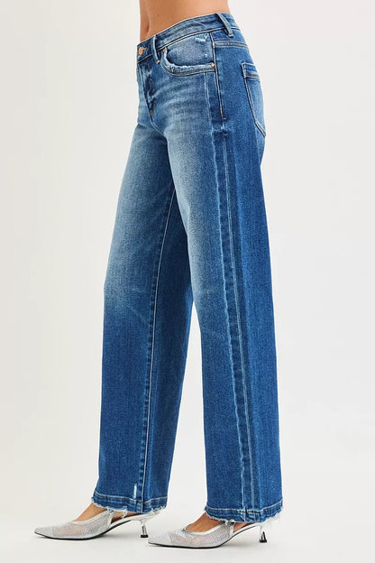 Side angle of Tanya Slouchy Baggy Jeans highlighting trendy side seam pocket detail.