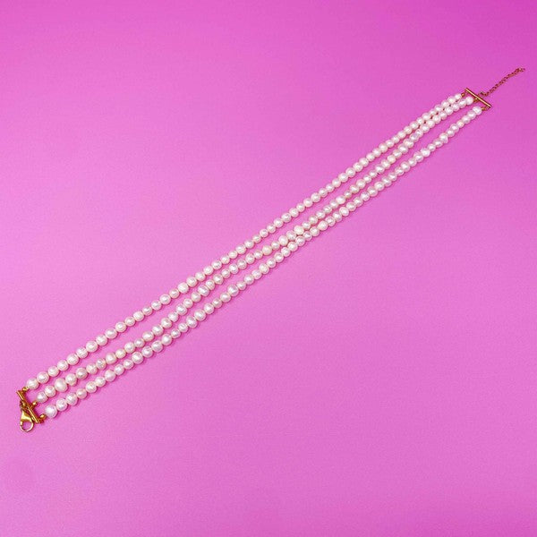 Malala Three Strands Freshwater Pearl Necklace