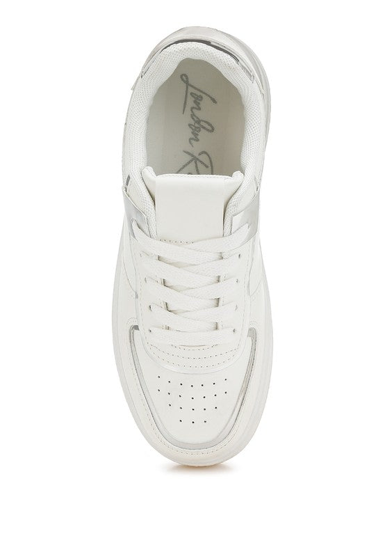 Top view of white Scouts Platform Sneakers with cushioned insole design