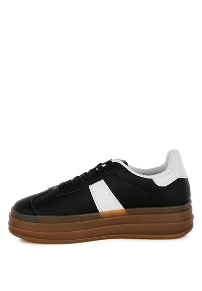 Lorene Knockout Sneakers - Chunky Flatform, Vegan Leather, Lace-Up
