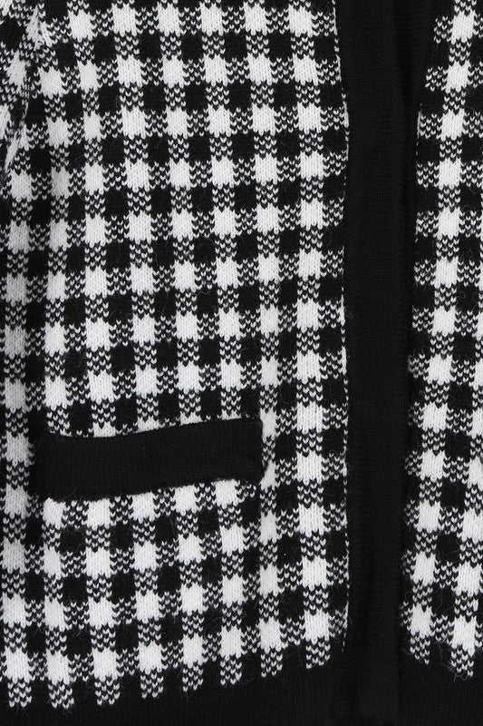 Sabine Black Check Knitted Jacket