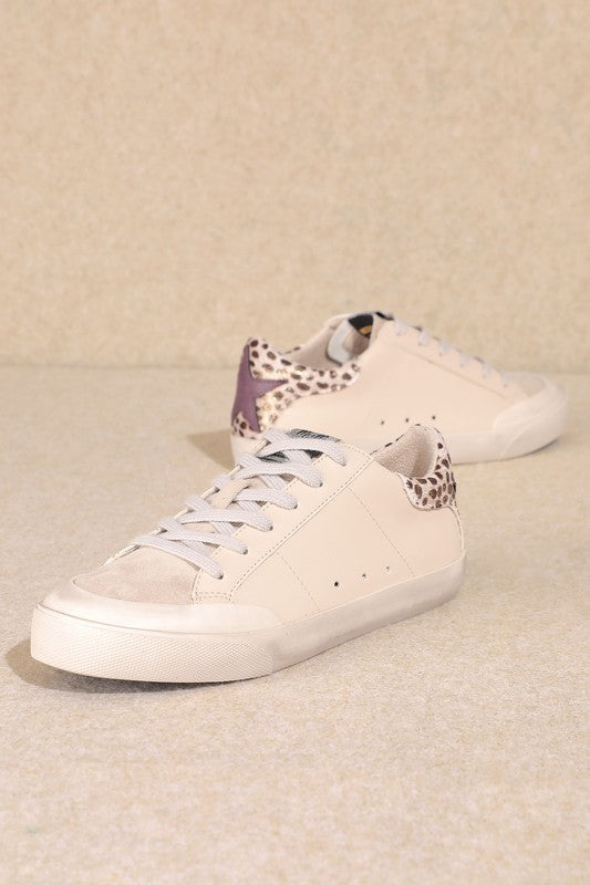 Natela Leopard Trim Star Sneakers