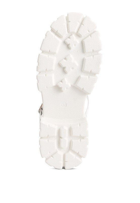 Zulla Chunky Gladiator Sandals in white, featuring trendy chunky platforms for bold and edgy style.