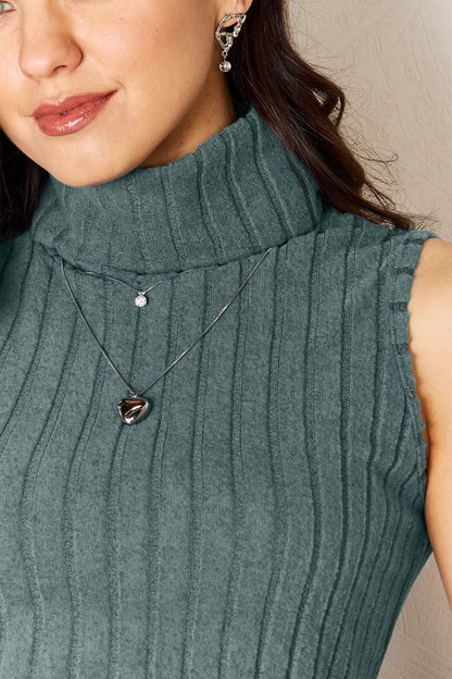 Trina Ribbed Turtleneck Tank – Comfortable & Stylish Layering Top