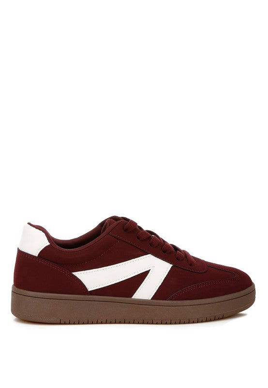 Zoomer Patchwork Sneakers in Burgundy side view