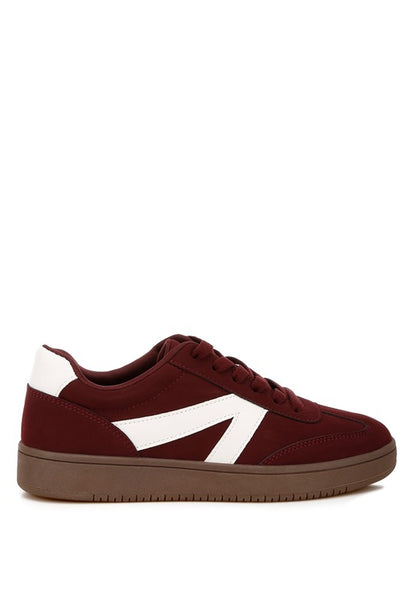 Zoomer Patchwork Sneakers in Burgundy side view