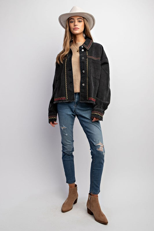 Dylan Embroidered Wash Cotton Jacket