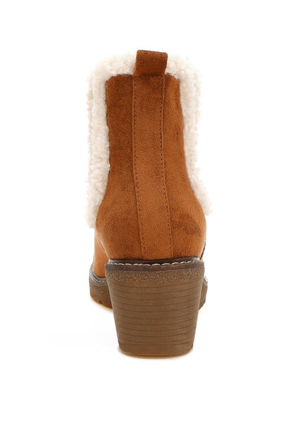 Back view of tan Thunderhoof Chelsea Boots highlighting microfiber upper and heel.