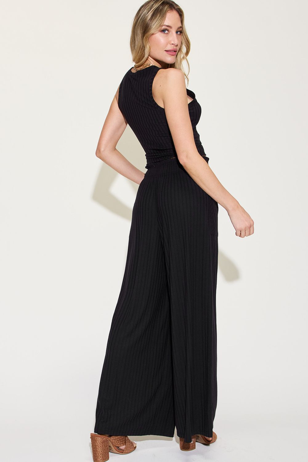 Noel Full Size Ribbed Tank and Wide Leg Pants Set