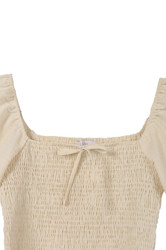 Monica Smocked Top In Custard