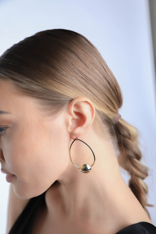 Oval Drop Simple Hoop Earring