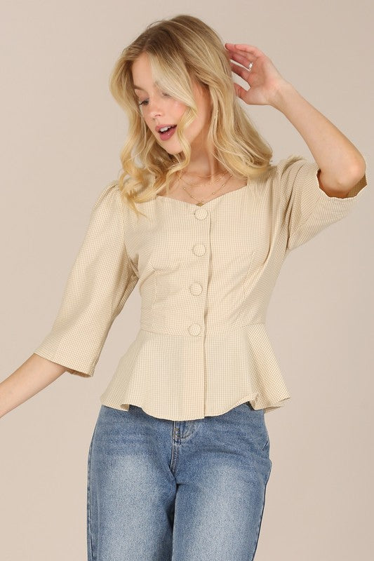 Sophia 3/4 Sleeve Front Button Blouse