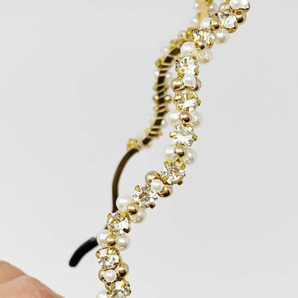 Ida Bedazzled Pearl and Crystal Headband