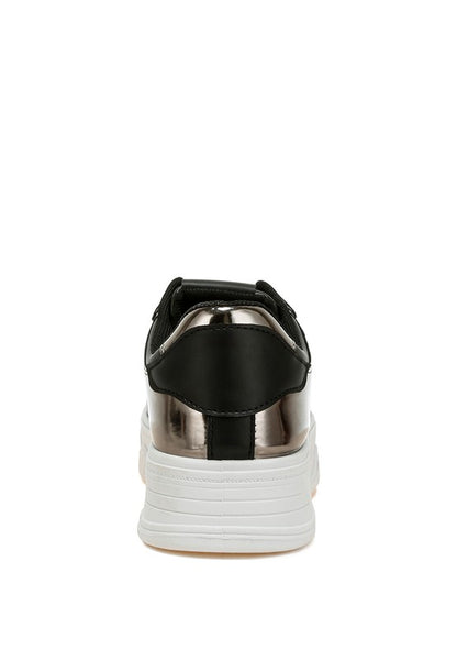 Back view of black Scouts Platform Sneakers with cushioned heel collar