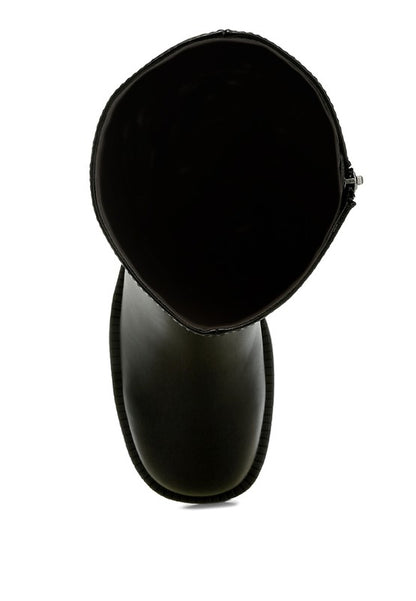 Top view of Soora Block Heel Calf Boots in black with cushioned insole