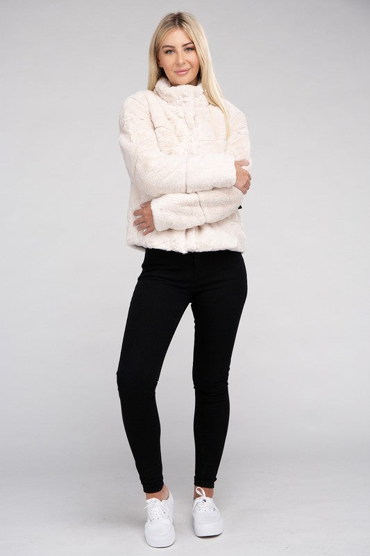 Tanvi Fluffy Zip-Up Sweater Jacket