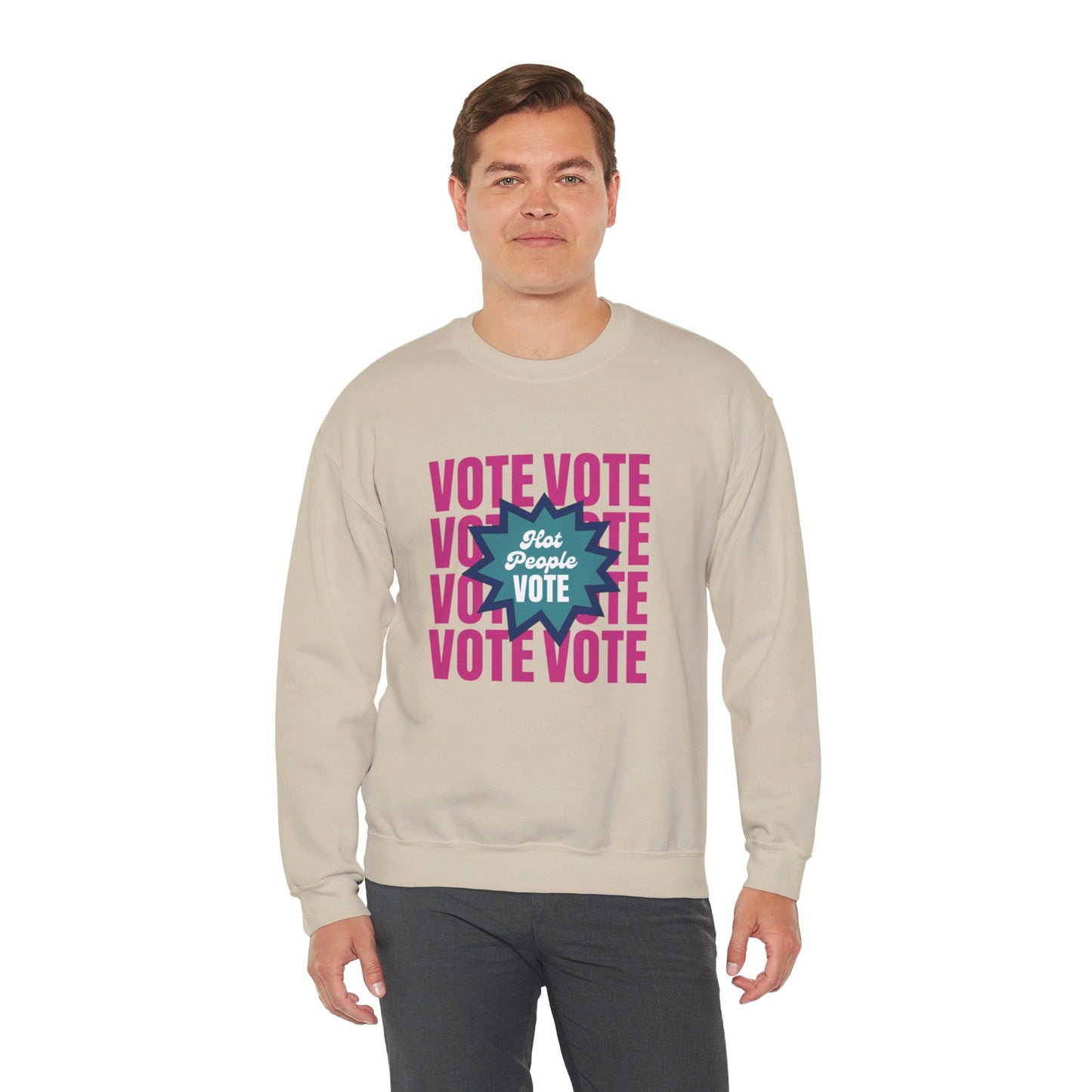 Hot People Vote - Pink Unisex Crewneck Sweatshirt