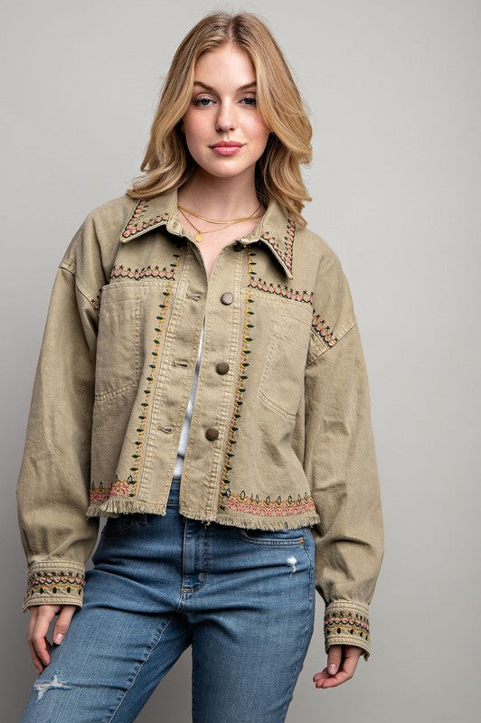 Dylan Embroidered Wash Cotton Jacket