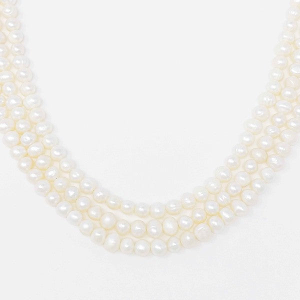 Malala Three Strands Freshwater Pearl Necklace