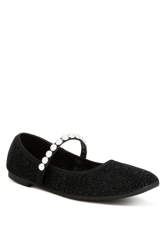 Shontel Pearl Strapped Glitter Ballerinas