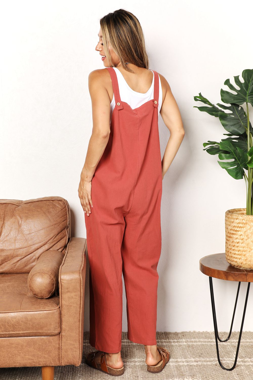 Elsa Wide Leg Overalls with Front Pockets