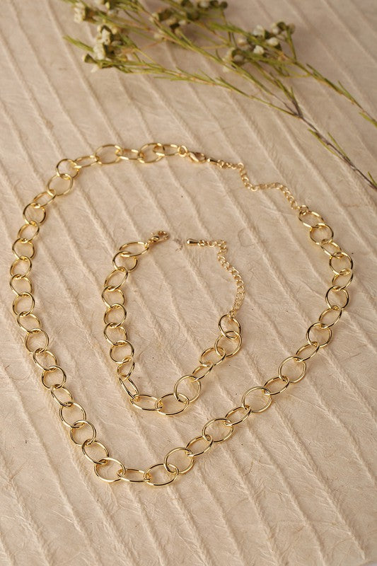 Kelsey Chain Bracelet And Necklace Set