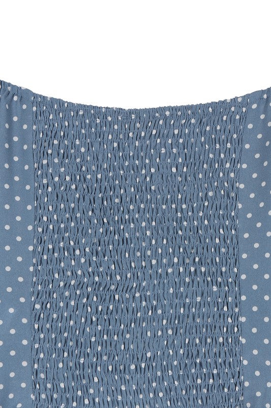 Isla Ruched Polka Dot Crop Top With Puff Sleeves