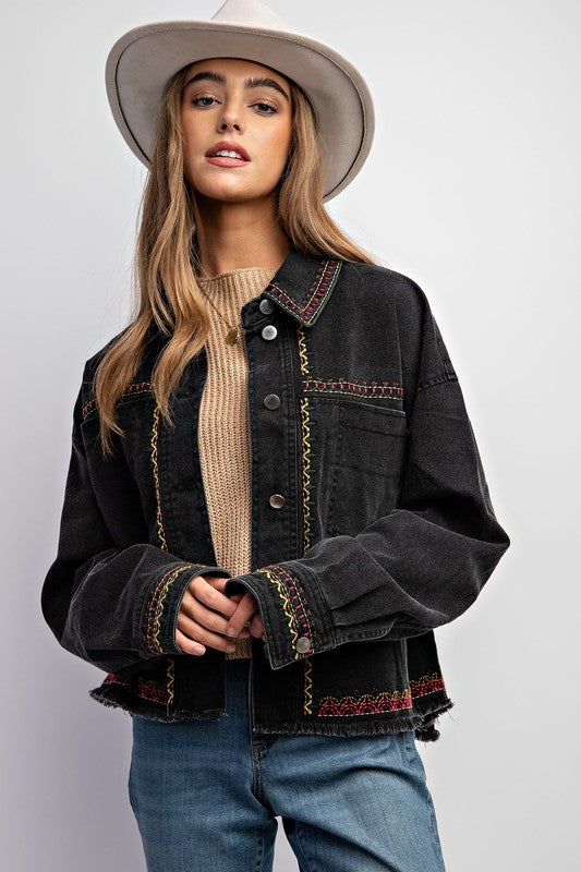 Dylan Embroidered Wash Cotton Jacket