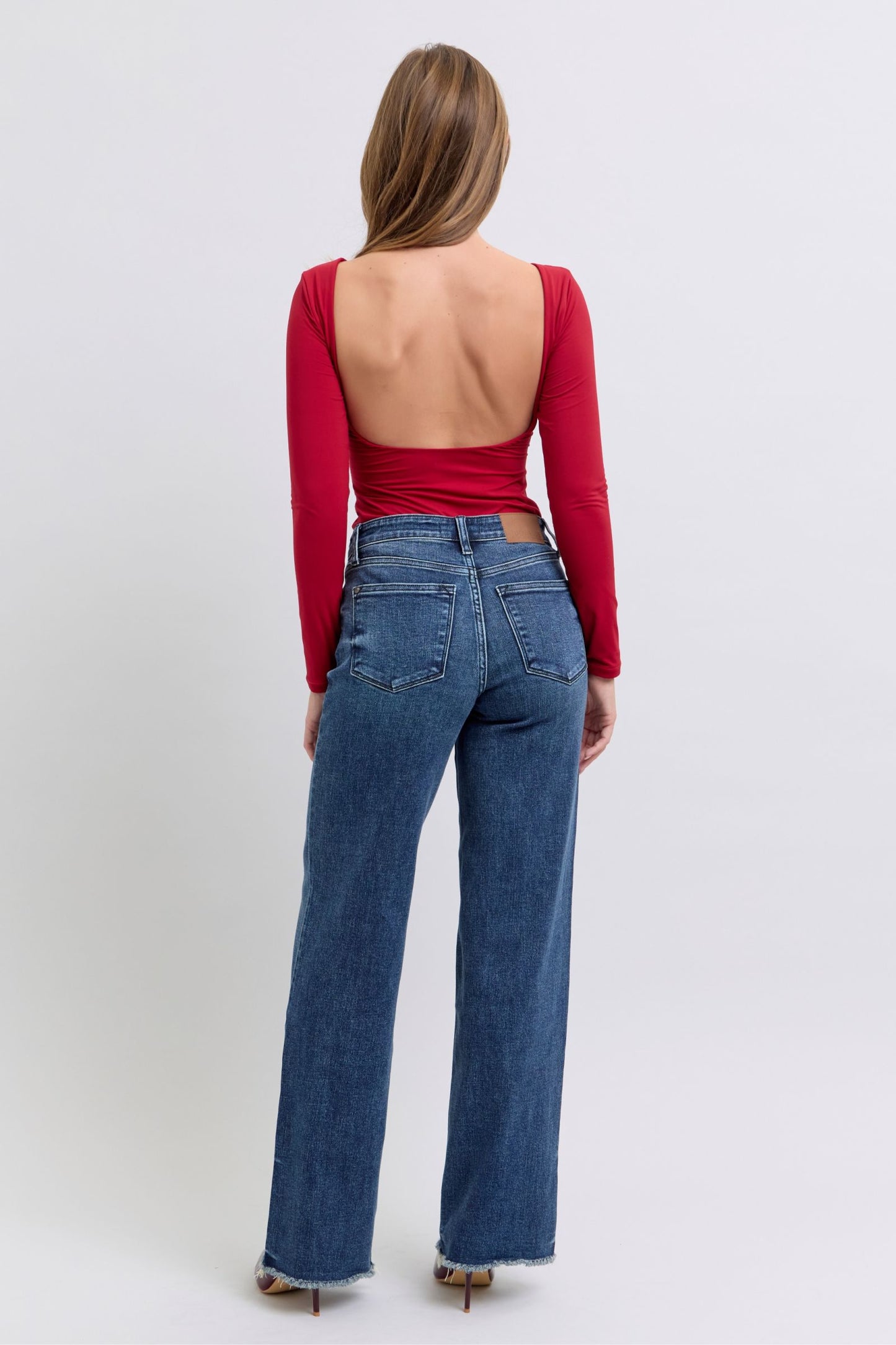 Faye Raw Hem Mid Rise Jeans by Judy Blue