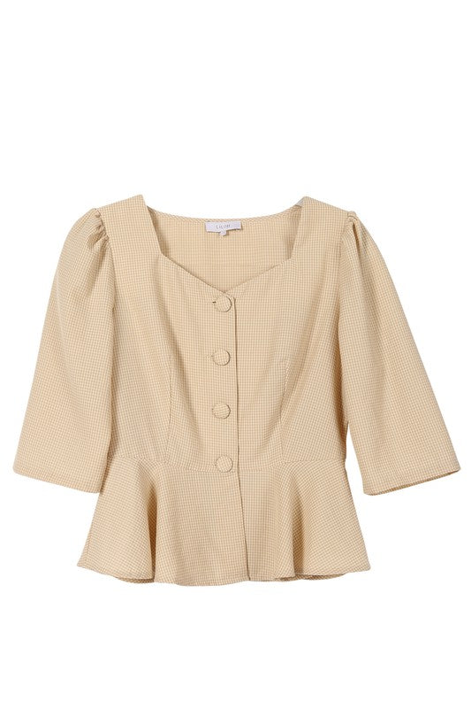 Sophia 3/4 Sleeve Front Button Blouse