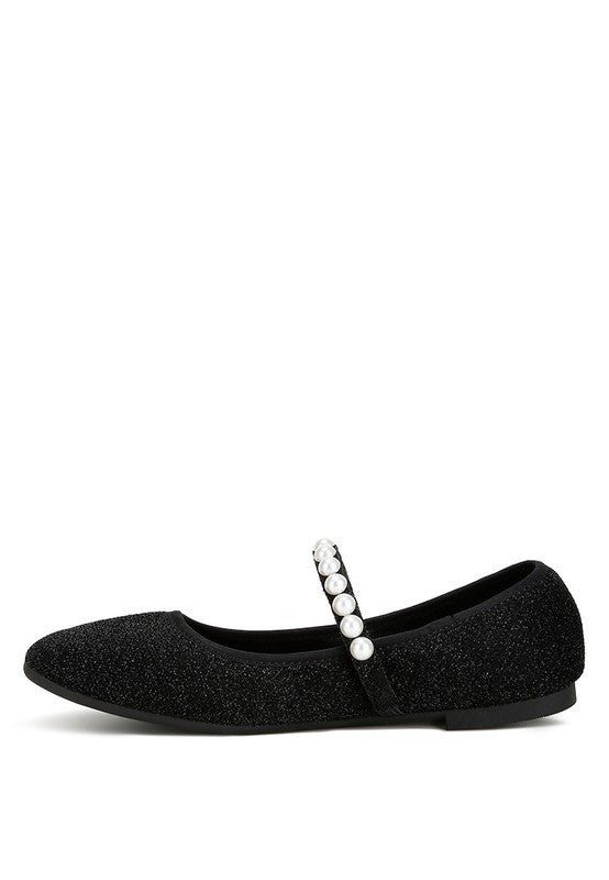 Shontel Pearl Strapped Glitter Ballerinas