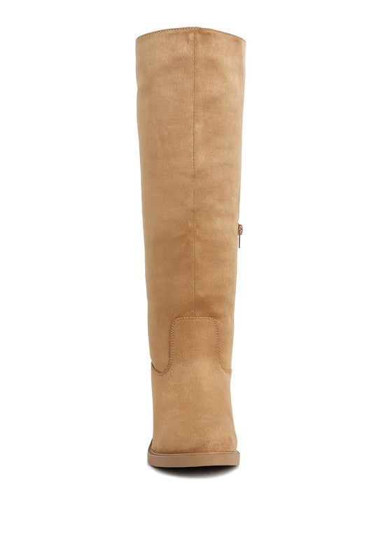 Chiru Round Toe Microfiber Calf Boots taupe full front view