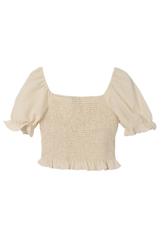 Monica Smocked Top In Custard