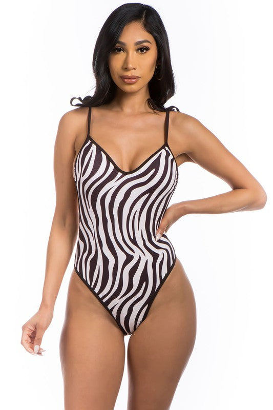 Tig One-Piece Zebra Print Bathing Suit