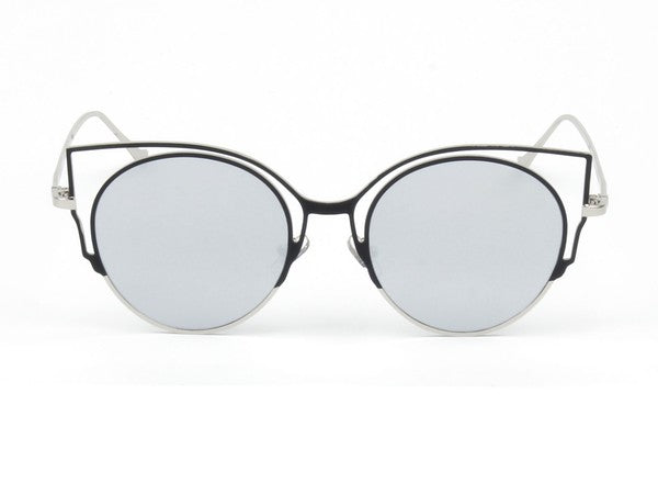 Pippy Mirrored Round Cat Eye Fashion Sunglasses