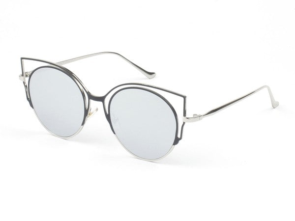 Pippy Mirrored Round Cat Eye Fashion Sunglasses