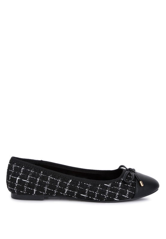 Junpey Plaid Tweed Ballet Flats