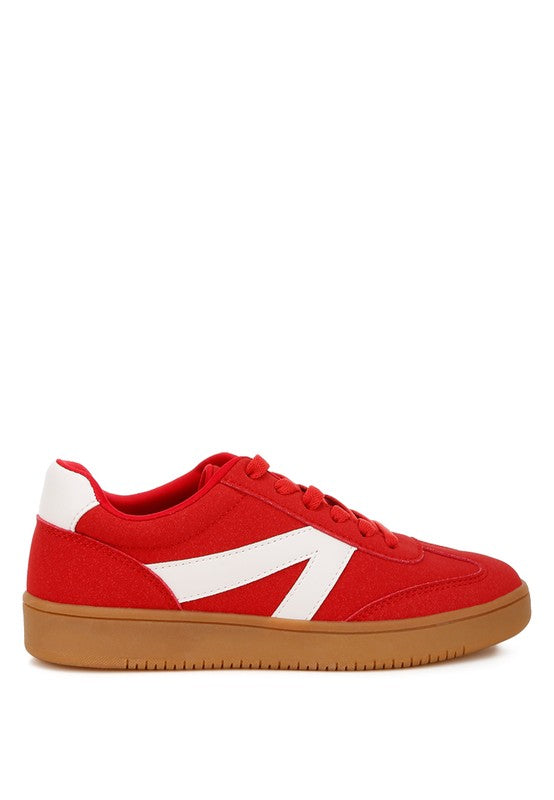 Zoomer Patchwork Sneakers in Red side view