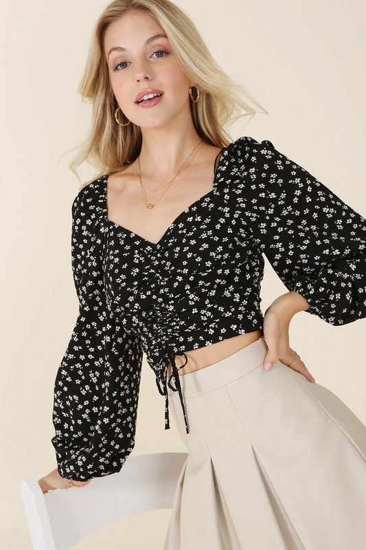 Natasha Ruched Floral Print Crop Top