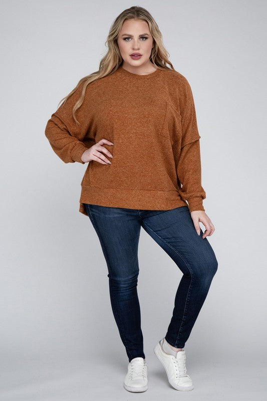 Lealla Brushed Melange Drop Shoulder Sweater